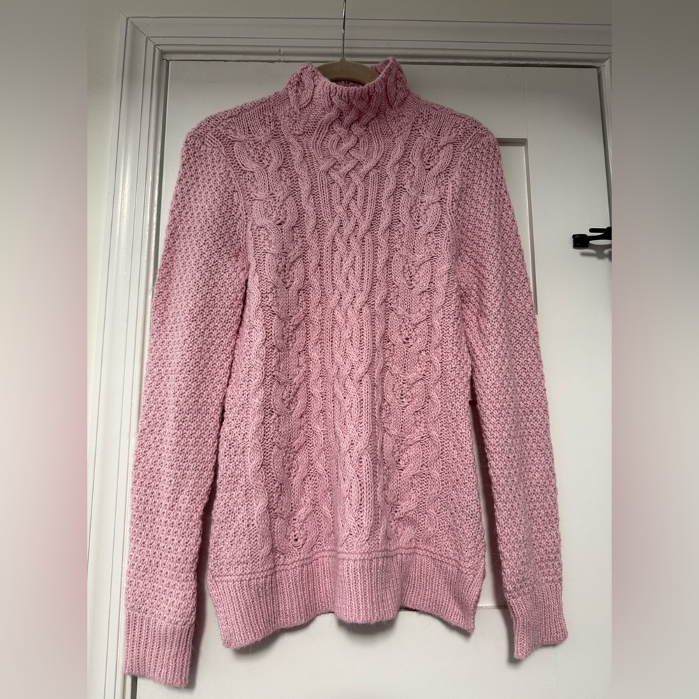 Ralph Lauren Soft Pink Cable Knit Turtleneck Sweater